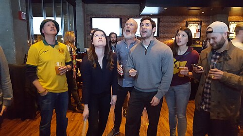 Celebrants playing two-up at the Australia Day Celebration Boston, Massachusetts.