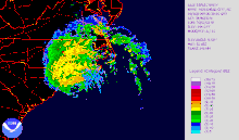 An animated map showing rain moving over North Carolina