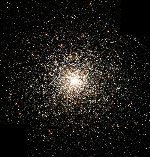 Thousands of white-ish dots scattered on a black background, strongly concentrated towards the center