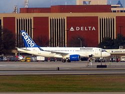 The Bombardier CS100 demonstrated for Delta Air Lines in Atlanta