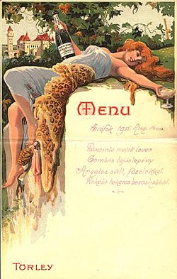 Illustration of a woman splayed across a wine menu