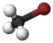 Ball and stick model of bromomethane