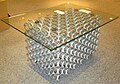 Coffee table with large pored aluminium