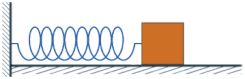 A block on a spring oscillates horizontally, compressing and stretching.
