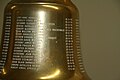 Ship's bell as Baptismal font at chapel, Yeo Hall, Royal Military College of Canada