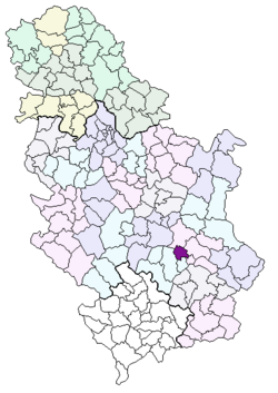 Location of Merošina municipality in Serbia