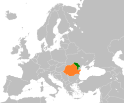 Map indicating locations of Moldova and Romania