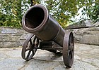 Remnants of a 25 cm schwerer Minenwerfer in Kissos (Pelion, Greece). The carriage was improvised locally.