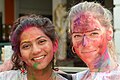 Women celebrating Holi in Kathmandu, Nepal