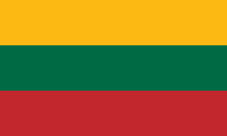 Flag of Lithuania (1918 to 1940, restored in 1989, modified in 2004). Yellow represents the sun, light and goodness.