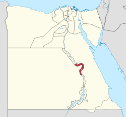 Qena Governorate on the map of Egypt