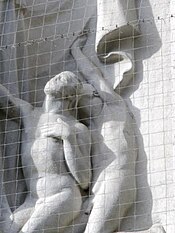 Figures on one side of the Cenotaph-The dead "pleading for acceptance of their sacrifice”.