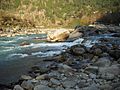 Another view of the confluence of the Nandakini River (foreground) and the Alaknanda River (background) at Nandprayag