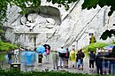 Lucerne's Lion Monument commemorates the Swiss Guards of Louis XVI who were massacred in 1792 during the French Revolution.