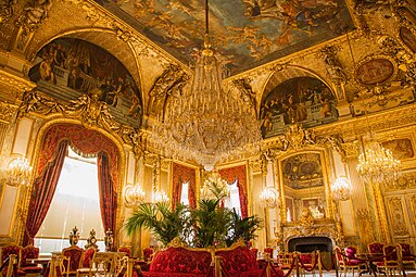 The Grand Salon of the apartments of the minister of state, currently known as the Napoleon III Apartments, designed by Hector Lefuel and decorated with paintings by Charles Raphaël Maréchal, 1859–1860[171]