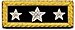 An insignia with a navy blue background and three silver stars