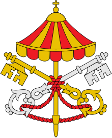 The umbraculum, the arms of the Holy See under sede vacante