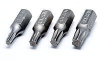 Torx bits T15, T20, T25, and T30