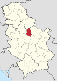 Location of the Podunavlje District within Serbia