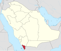 Map of Saudi Arabia with Jazan highlighted