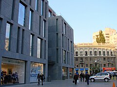 Stalinist architecture blends with the post-modernism of Dnipro's 'Passage' shopping and entertainment centre[234]