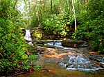 A photo of a waterfall along the Raven Cliffs Trail