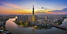 View of the river in Bình Thạnh district, with the Landmark 81 in the center