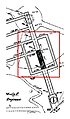 Enlargement of entrance 1 to tunnel complex with 'baffle' isolated in red box