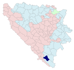 Location of Ljubinje within Bosnia and Herzegovina