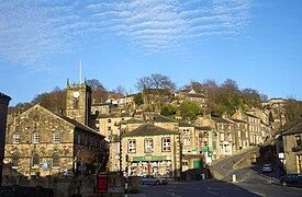 Holmfirth centre showing the parish church