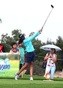 Aditi Ashok attempting a shot