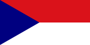 The flag of "Trisakti". Similar to the Czech flag, but inverted and 1:2 ratio. (1973–1988)