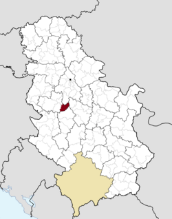 Location of the municipality of Ljig within Serbia