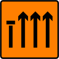 Left lane closed (3-way)/Lána clé dúnta