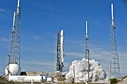 SLC-40 during launch of SpaceX CRS-13 in December 2017, after repair and upgrade works to the pad between 2016–2017