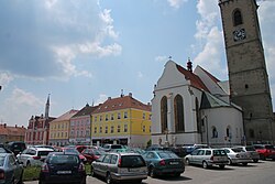 Republiky Square with the Church of Saints Peter and Paul