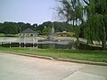 Duck pond with gazebo at apartment in Covington, Georgia