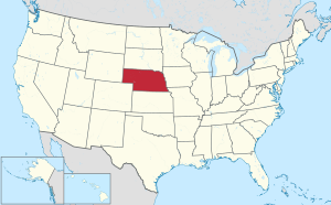 Map of the United States highlighting Nebraska