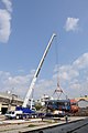 Tadano-Faun ATF all-terrain crane unloads MAN railcar 6525 at the now-abandoned Piraeus Engine Sheds at Lefka, March 2011.