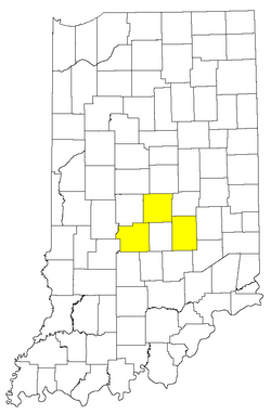 Location of teams in Indiana Crossroads Conference