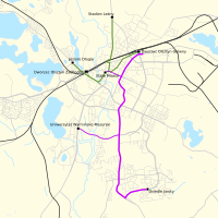 A map of both the current and former Olsztyn tram systems