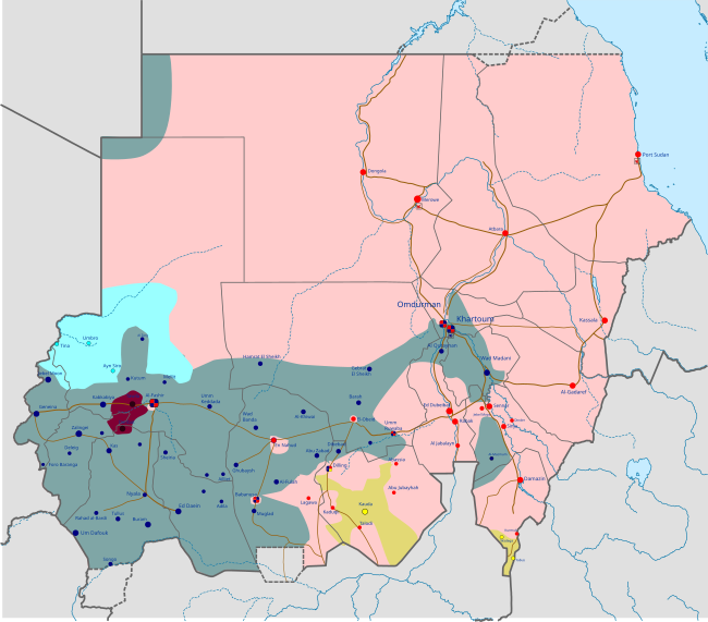 The SLM zone of control (purple) as of 11 January 2025, including Tawila