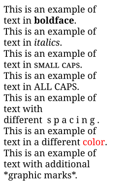 Different methods of emphasis.