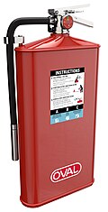 Fire Extinguisher with rounded rectangle pressure vessel