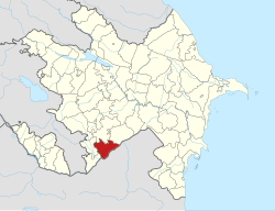 Map of Azerbaijan showing Jabrayil District