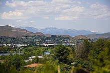 View of city and mountains