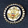 A small pin held onto an article of clothing with a Congressional seal on it