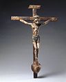 Image 10José Rafael Aragón, Crucifix, ca. 1795–1862, Brooklyn Museum, From about 1750, Catholic churches in Spanish New Mexico were increasingly decorated with the work of native craftspeople rather than with paintings, sculpture, and furniture imported from Europe. This small santo (religious image) is typical of the locally produced objects. It is made of indigenous pine and painted with water-based pigments used by native artisans. (from History of New Mexico)