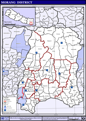 Map of the Village Development Committees in Morang District