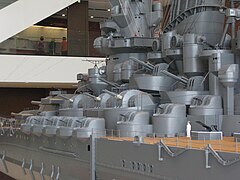 Anti-aircraft guns on the 1:10 scale model of the Yamato